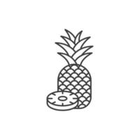 el signo vectorial del símbolo de la piña está aislado en un fondo blanco. color de icono de piña editable. vector