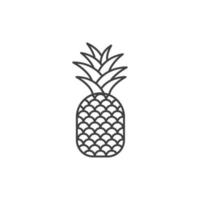 el signo vectorial del símbolo de la piña está aislado en un fondo blanco. color de icono de piña editable. vector