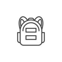 el signo vectorial del símbolo de la mochila escolar está aislado en un fondo blanco. el color del icono de la bolsa de la escuela se puede editar. vector
