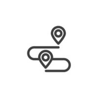 Vector sign of the Path route symbol is isolated on a white background. Path route icon color editable.