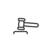 Vector sign of the Judge Gavel Auction symbol is isolated on a white background. Judge Gavel Auction icon color editable.