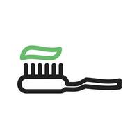 línea de cepillo de dientes icono verde y negro vector