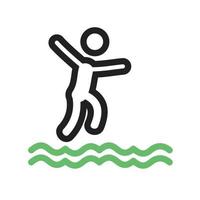 Jumping in Water Line Green and Black Icon vector