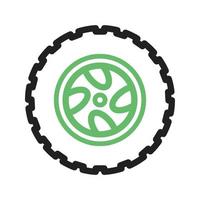 Tyre I Line Green and Black Icon vector