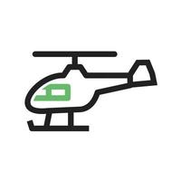 Helicopter Line Green and Black Icon vector