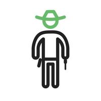 Cowboy with Gun Line Green and Black Icon vector