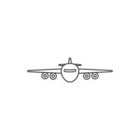 el signo vectorial del símbolo del avión está aislado en un fondo blanco. color de icono de avión editable. vector