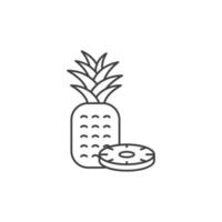 Vector sign of the Pineapple symbol is isolated on a white background. Pineapple icon color editable.