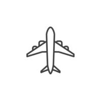 el signo vectorial del símbolo del avión está aislado en un fondo blanco. color de icono de avión editable. vector