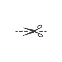 el signo vectorial del símbolo de línea de corte de tijeras está aislado en un fondo blanco. color de icono de línea de corte de tijeras editable. vector