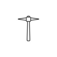 Vector sign of the Pickaxe symbol is isolated on a white background. Pickaxe icon color editable.