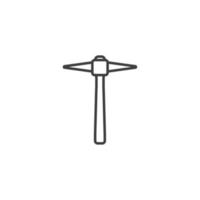 Vector sign of the Pickaxe symbol is isolated on a white background. Pickaxe icon color editable.