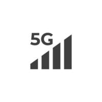 Vector sign of the 5G signal strength mobile phone symbol is isolated on a white background. 5G signal strength mobile phone icon color editable.