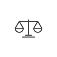Vector sign of the Law scale symbol is isolated on a white background. Law scale icon color editable.