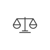 Vector sign of the Law scale symbol is isolated on a white background. Law scale icon color editable.