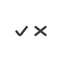 Vector sign of the check mark and cross symbol is isolated on a white background. check mark and cross icon color editable.