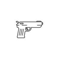 el signo vectorial del símbolo de la pistola está aislado en un fondo blanco. color de icono de pistola editable. vector