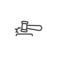 Vector sign of the Judge Gavel Auction symbol is isolated on a white background. Judge Gavel Auction icon color editable.