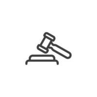 Vector sign of the Judge Gavel Auction symbol is isolated on a white background. Judge Gavel Auction icon color editable.