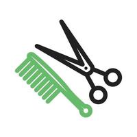 Comb and Scissor Line Green and Black Icon vector