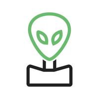 Alien Face Line Green and Black Icon vector