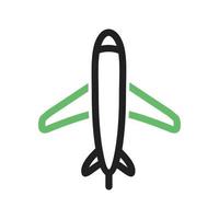 línea de avión volador icono verde y negro vector