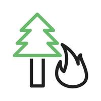 línea de fuego forestal icono verde y negro vector