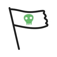 bandera pirata ii línea icono verde y negro vector