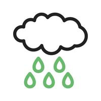 Rain Cloud Line Green and Black Icon vector