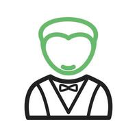 Man as Waiter Line Green and Black Icon vector