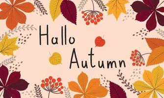 Flat hello autumn background vector