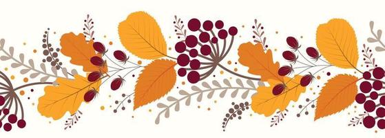 Seamless autumn hand-drawn border vector