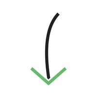 flecha apuntando hacia abajo línea icono verde y negro vector