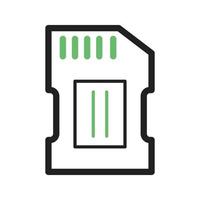 línea de chip icono verde y negro vector