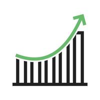 Increasing Graph Line Green and Black Icon vector