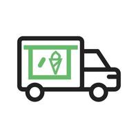 Icecream Van Line Green and Black Icon vector