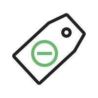 Delete Tag Line Green and Black Icon vector