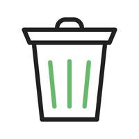 Waste Bin Line Green and Black Icon vector