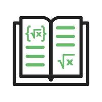 libro de matemáticas línea i icono verde y negro vector