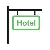 línea de señalización del hotel icono verde y negro vector