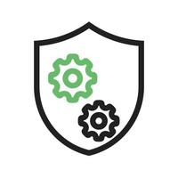 Shield Settings Line Green and Black Icon vector