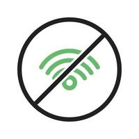 no hay línea wifi icono verde y negro vector