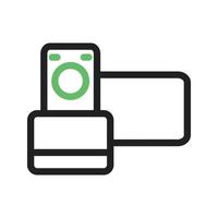 línea de cámara de video icono verde y negro vector