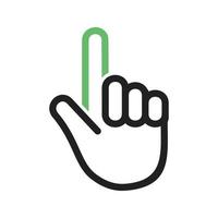 línea de dedo levantada icono verde y negro vector