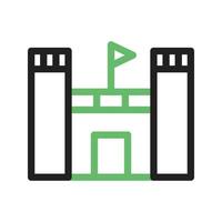 Castle Line Green and Black Icon vector