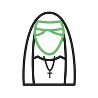 Lady in Nun Dress Line Green and Black Icon vector