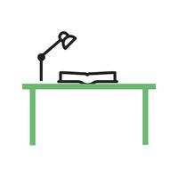 Study Desk I Line Green and Black Icon vector