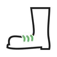 Construction boots Line Green and Black Icon vector