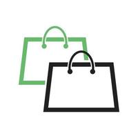 línea de bolsas de compras icono verde y negro vector