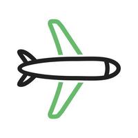 línea de avión icono verde y negro vector